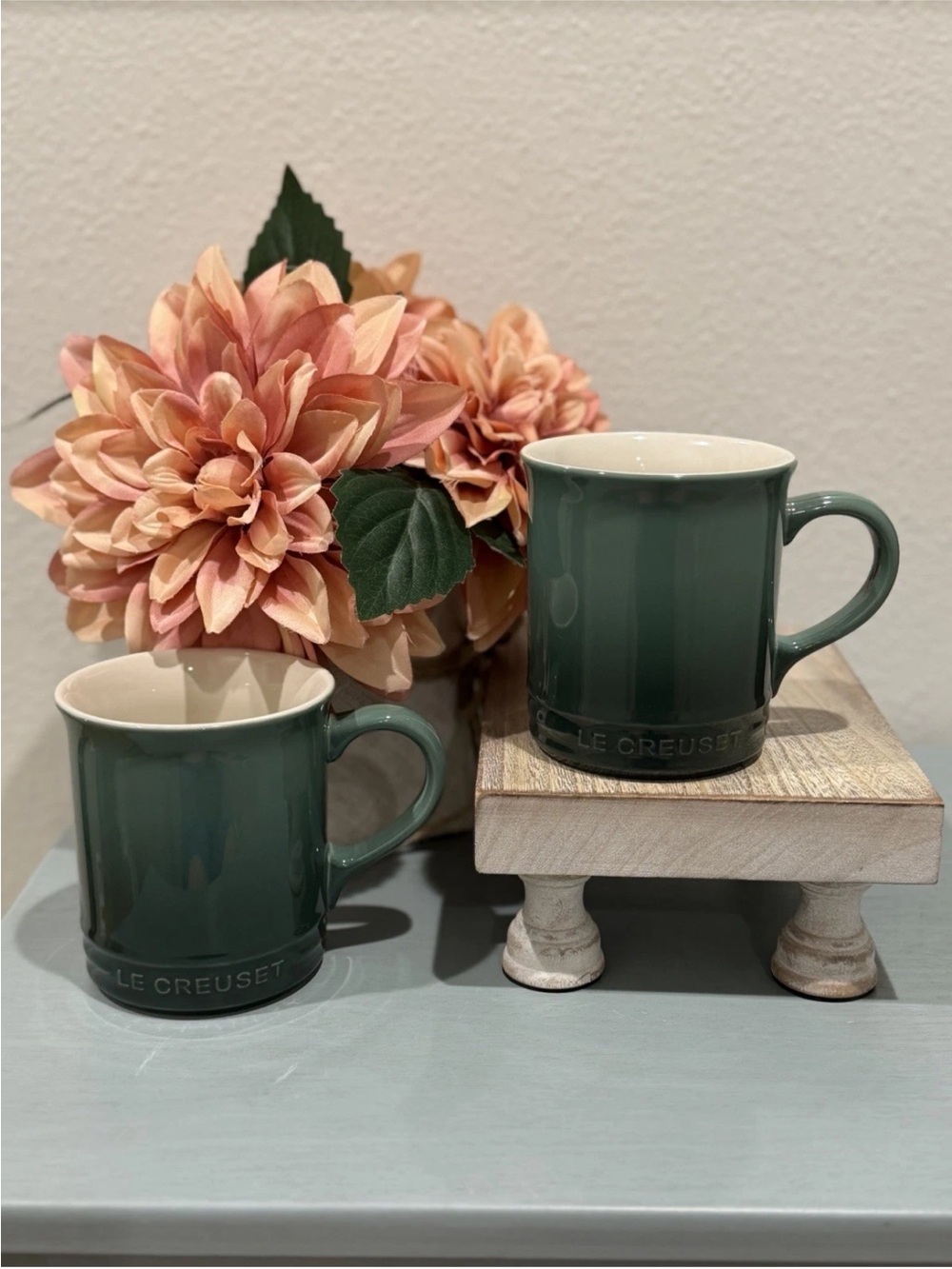 Le Creuset Mugs Set of 2 Cup Green Artichaut 14oz Mug Stoneware 400mL
Coffee Tea